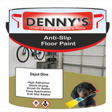 Denny's Floor Paint For Grip Coating Colour- Depot Olive - Anti-Slip Hardwearing Safe