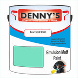 Denny's Emulsion Paint For Ceilings Colour- Dew Forest Green - Matte Low-Splatter Stain-Hide Bright