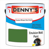 Denny's Emulsion Paint For Ceilings Colour- Garden Whisper Dew Green - Matte Low-Splatter Stain-Hide Bright