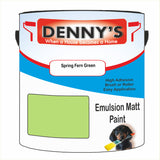 Denny's Emulsion Paint For Ceilings Colour- Spring Fern Green - Matte Low-Splatter Stain-Hide Bright
