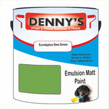Denny's Emulsion Paint For Ceilings Colour- Eucalyptus Dew Green - Matte Low-Splatter Stain-Hide Bright