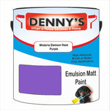 Denny's Emulsion Paint For Ceilings Colour- Wisteria Damson Haze Purple - Matte Low-Splatter Stain-Hide Bright