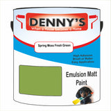 Denny's Emulsion Paint For Ceilings Colour- Spring Moss Fresh Green - Matte Low-Splatter Stain-Hide Bright