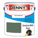 Denny's Emulsion Paint For Ceilings Colour- Silver Smoke Grey - Matte Low-Splatter Stain-Hide Bright