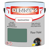 Denny's Floor Paint For Garages Colour- Drab Circuit Green - Oilproof Tyre-Tough Hardwearing