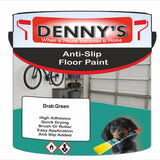 Denny's Floor Paint For Grip Coating Colour- Drab Green - Anti-Slip Hardwearing Safe