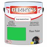 Denny's Floor Paint For Garages Colour- Drab Industrial Green - Oilproof Tyre-Tough Hardwearing