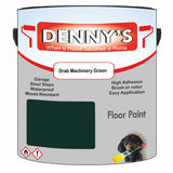 Denny's Floor Paint For Garages Colour- Drab Machinery Green - Oilproof Tyre-Tough Hardwearing