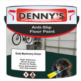 Denny's Floor Paint For Grip Coating Colour- Drab Machinery Green - Anti-Slip Hardwearing Safe