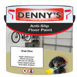 Denny's Floor Paint For Grip Coating Colour- Drab Olive - Anti-Slip Hardwearing Safe