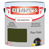 Denny's Floor Paint For Garages Colour- Drab Verdant Green - Oilproof Tyre-Tough Hardwearing