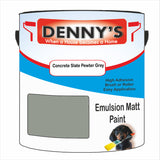 Denny's Emulsion Paint For Ceilings Colour- Concrete Slate Pewter Grey - Matte Low-Splatter Stain-Hide Bright