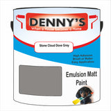 Denny's Emulsion Paint For Walls Colour- Stone Cloud Dove Grey - Matte Wipe-Clean Durable Coverage