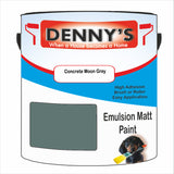 Denny's Emulsion Paint For Ceilings Colour- Concrete Moon Grey - Matte Low-Splatter Stain-Hide Bright