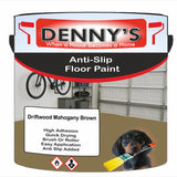 Denny's Floor Paint For Grip Coating Colour- Driftwood Mahogany Brown - Anti-Slip Hardwearing Safe