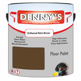 Denny's Floor Paint For Garages Colour- Driftwood Retro Brown - Oilproof Tyre-Tough Hardwearing