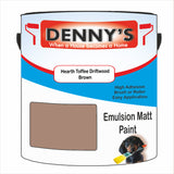 Denny's Emulsion Paint For Ceilings Colour- Hearth Toffee Driftwood Brown - Matte Low-Splatter Stain-Hide Bright