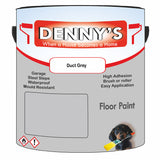 Denny's Floor Paint For Garages Colour- Duct Grey - Oilproof Tyre-Tough Hardwearing