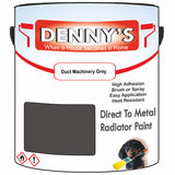 Denny's High Temp Paint For Grilles Colour- Duct Machinery Grey - Heatproof Rustguard Durable