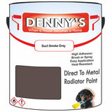 Denny's High Temp Paint For Radiators Colour- Duct Smoke Grey - Heatproof No-Yellow Durable