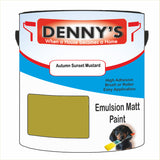Denny's Emulsion Paint For Walls Colour- Autumn Sunset Mustard - Matte Wipe-Clean Durable Coverage