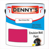 Denny's Emulsion Paint For Ceilings Colour- Rose Crimson Red - Matte Low-Splatter Stain-Hide Bright