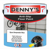 Denny's Floor Paint For Grip Coating Colour- Dyno Deepwater Blue - Anti-Slip Hardwearing Safe
