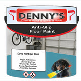 Denny's Floor Paint For Grip Coating Colour- Dyno Harbour Blue - Anti-Slip Hardwearing Safe
