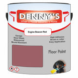 Denny's Floor Paint For Garages Colour- Engine Beacon Red - Oilproof Tyre-Tough Hardwearing