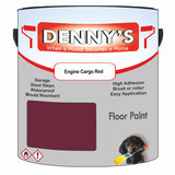 Denny's Floor Paint For Garages Colour- Engine Cargo Red - Oilproof Tyre-Tough Hardwearing