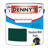 Denny's Emulsion Paint For Ceilings Colour- Whisper Moss Natural Green - Matte Low-Splatter Stain-Hide Bright