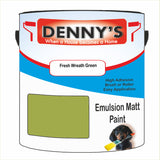Denny's Emulsion Paint For Ceilings Colour- Fresh Wreath Green - Matte Low-Splatter Stain-Hide Bright