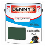 Denny's Emulsion Paint For Ceilings Colour- Fresh Eucalyptus Mint Green - Matte Low-Splatter Stain-Hide Bright
