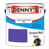 Denny's Emulsion Paint For Walls Colour- Sapphire Denim Serenity Blue - Matte Wipe-Clean Durable Coverage