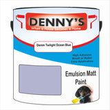 Denny's Emulsion Paint For Ceilings Colour- Denim Twilight Ocean Blue - Matte Low-Splatter Stain-Hide Bright