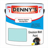 Denny's Emulsion Paint For Walls Colour- Reflection Sapphire Moonlight Blue - Matte Wipe-Clean Durable Coverage