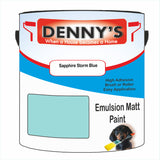 Denny's Emulsion Paint For Walls Colour- Sapphire Storm Blue - Matte Wipe-Clean Durable Coverage