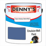 Denny's Emulsion Paint For Ceilings Colour- Storm Harbour Denim Blue - Matte Low-Splatter Stain-Hide Bright