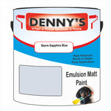 Denny's Emulsion Paint For Ceilings Colour- Storm Sapphire Blue - Matte Low-Splatter Stain-Hide Bright