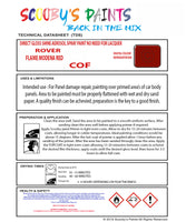 FLAME MODENA RED Aerosol Spray Paint Code COF Classic ROVER Model 45/400 SERIES Automotive Restorative Paint Vehicle Touch-Up ROVER COF Paint Car Restoration DIY Auto Painting Classic Car Refinishing High-Quality Spray Paint Automotive Finish Vehicle Restoration Supplies Custom Car Paint Auto Body Paint Aerosol Can Automotive Refinishing Paint for Classic Cars