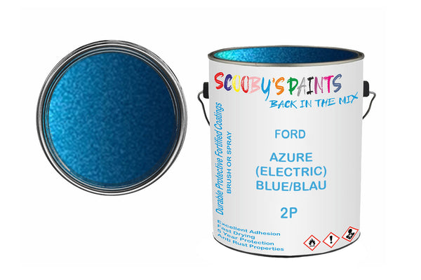 Mixed Paint For Ford Cabrio, Azure (Electric) Blue/Blau, Code: 2P, Blue