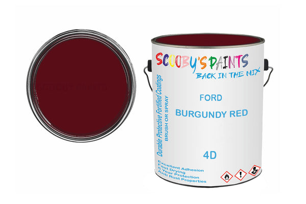 Mixed Paint For Ford Escort Mark Iii, Burgundy Red, Code: 4D, Red