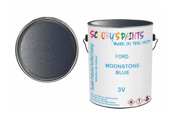 Mixed Paint For Ford Escort Mark Iv, Moonstone Blue, Code: 3V, Blue