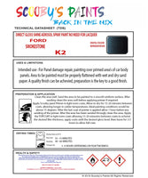 Ford Orion Code: K2 Ford Automotive Paint Tinned Automotive Paint Sprayable Auto Paint Brushable Car Paint Versatile Ford Paint