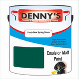 Denny's Emulsion Paint For Ceilings Colour- Fresh Dew Spring Green - Matte Low-Splatter Stain-Hide Bright