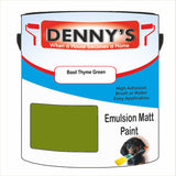 Denny's Emulsion Paint For Ceilings Colour- Basil Thyme Green - Matte Low-Splatter Stain-Hide Bright