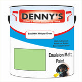 Denny's Emulsion Paint For Ceilings Colour- Basil Mint Whisper Green - Matte Low-Splatter Stain-Hide Bright