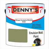 Denny's Emulsion Paint For Ceilings Colour- Whisper Eucalyptus Meadow Green - Matte Low-Splatter Stain-Hide Bright