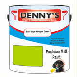 Denny's Emulsion Paint For Ceilings Colour- Basil Sage Whisper Green - Matte Low-Splatter Stain-Hide Bright