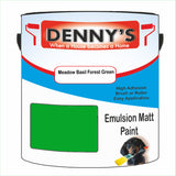 Denny's Emulsion Paint For Ceilings Colour- Meadow Basil Forest Green - Matte Low-Splatter Stain-Hide Bright